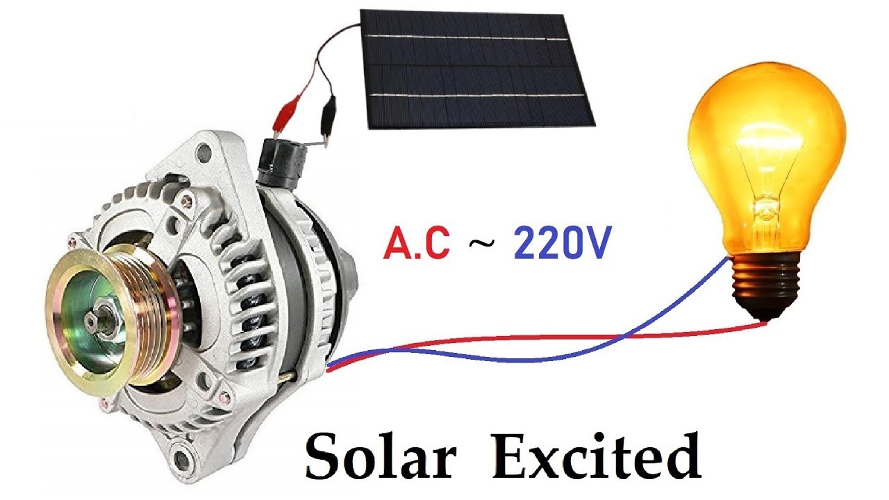 Generate 220v AC from 12v 64 Amps Car Alternator via Solar Panel Excitation ( 21 volts )